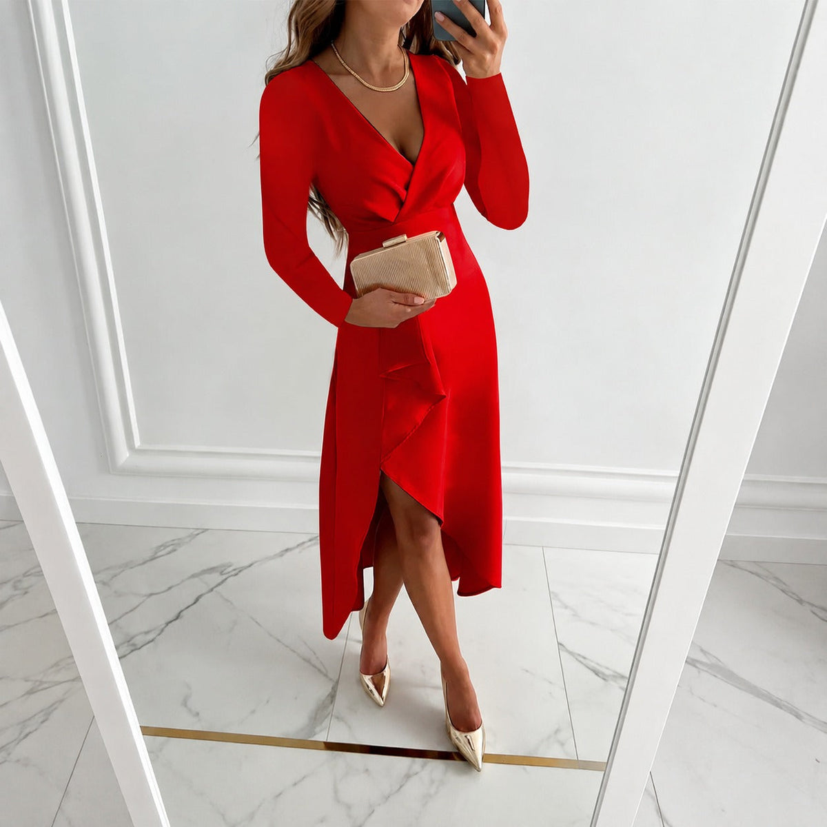 Shannon - Stilvolles langärmeliges Cocktailkleid