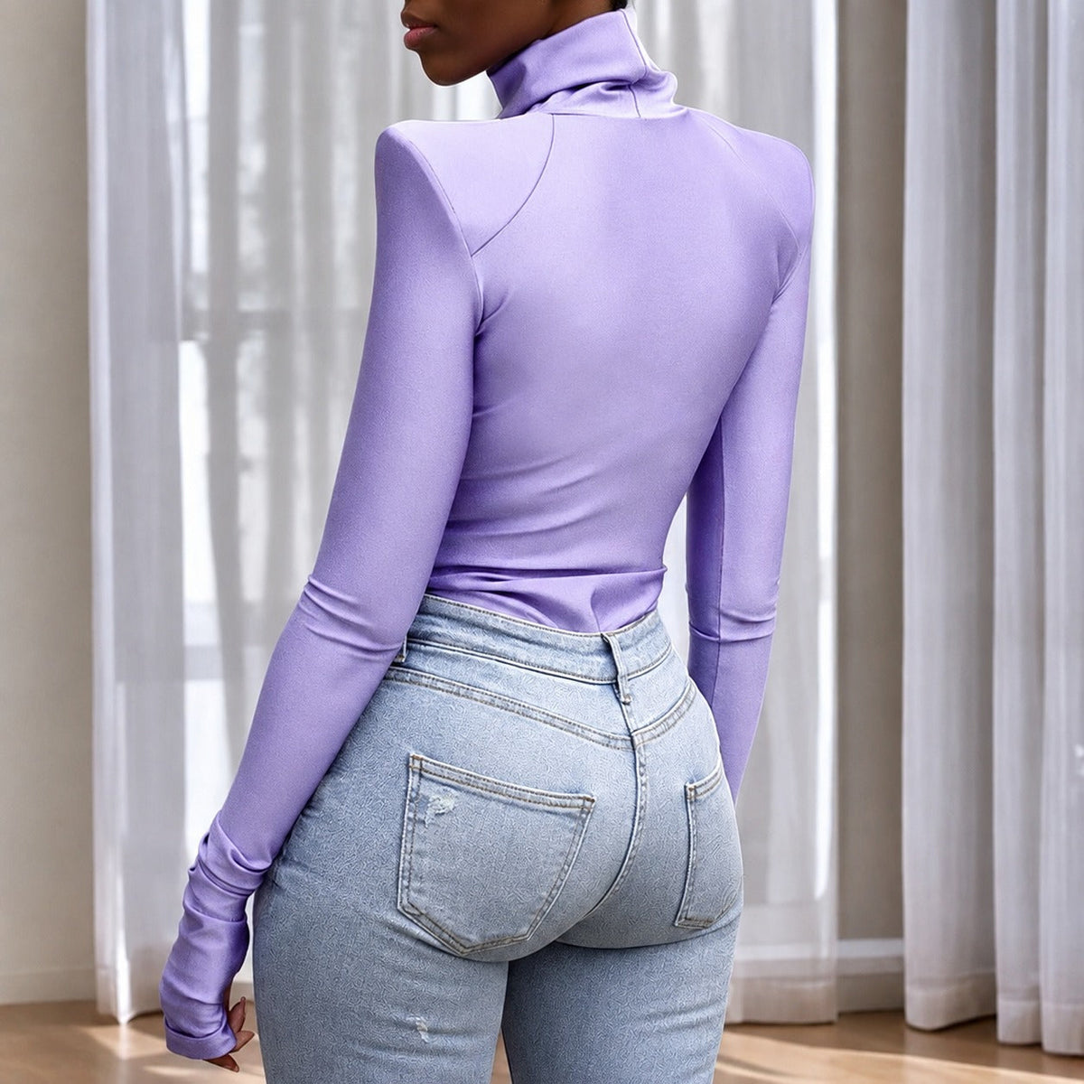 Ellery - Damen-Bodysuit mit Rollkragen und besonderen Schultereinsätzen