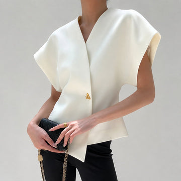 Leonie - V-Ausschnitt Bluse mit Knöpfen