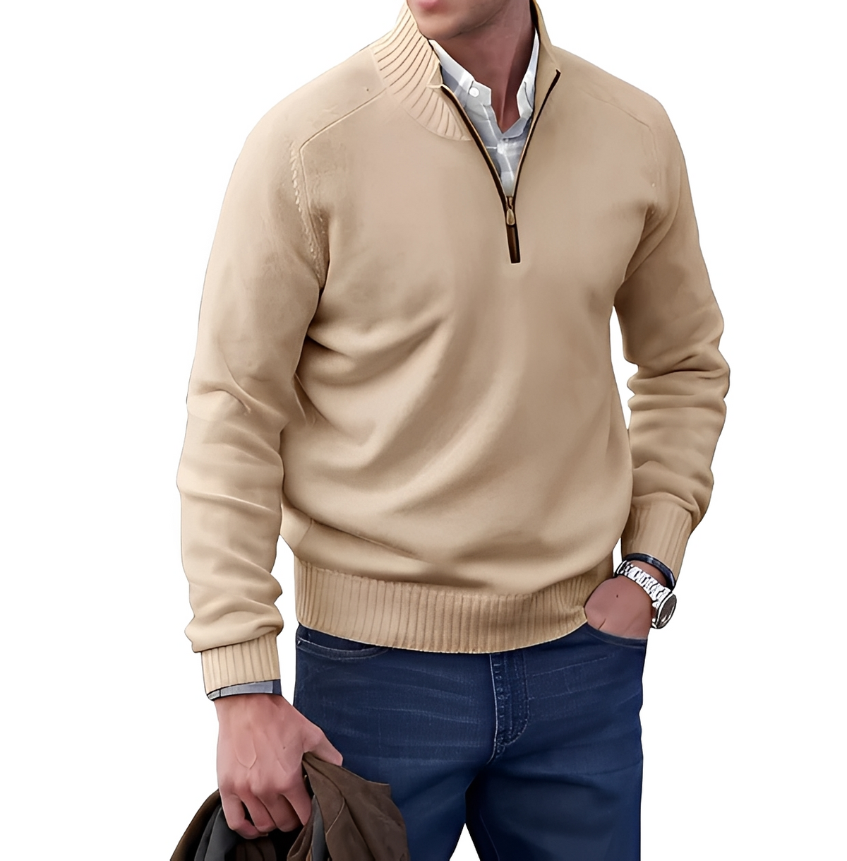 Gabriel - Warmer und gemütlicher Pullover mit Reißverschlusskragen
