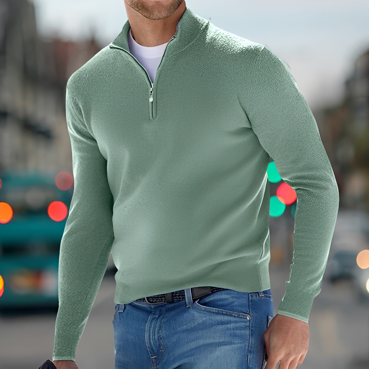 Carlo - Kuscheliger Pullover mit halbem Reißverschluss