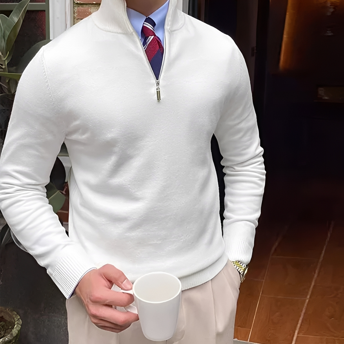 Sean - Warmer Pullover mit halbem Reißverschluss