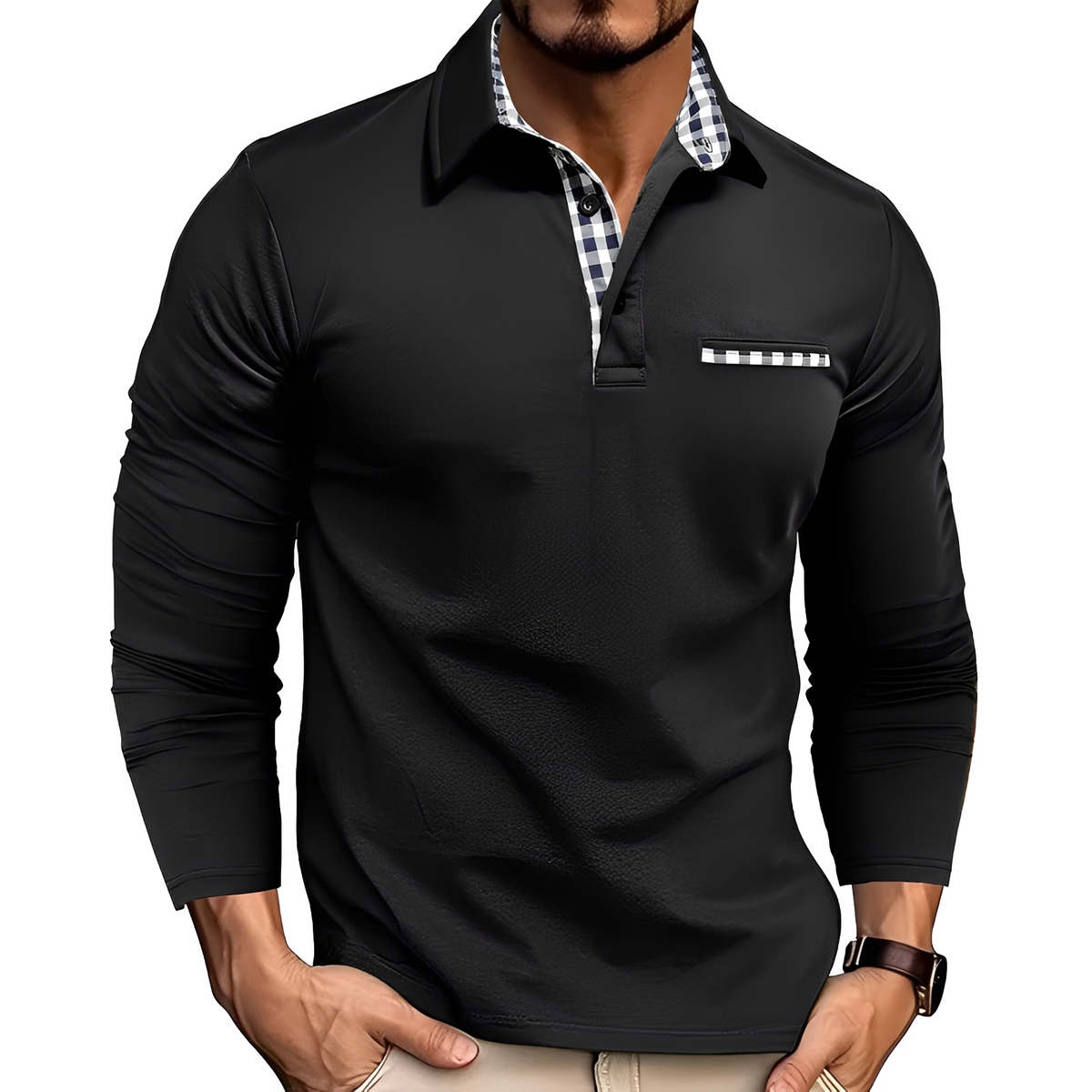 Charel - Strapazierfähiges Langarm-Poloshirt