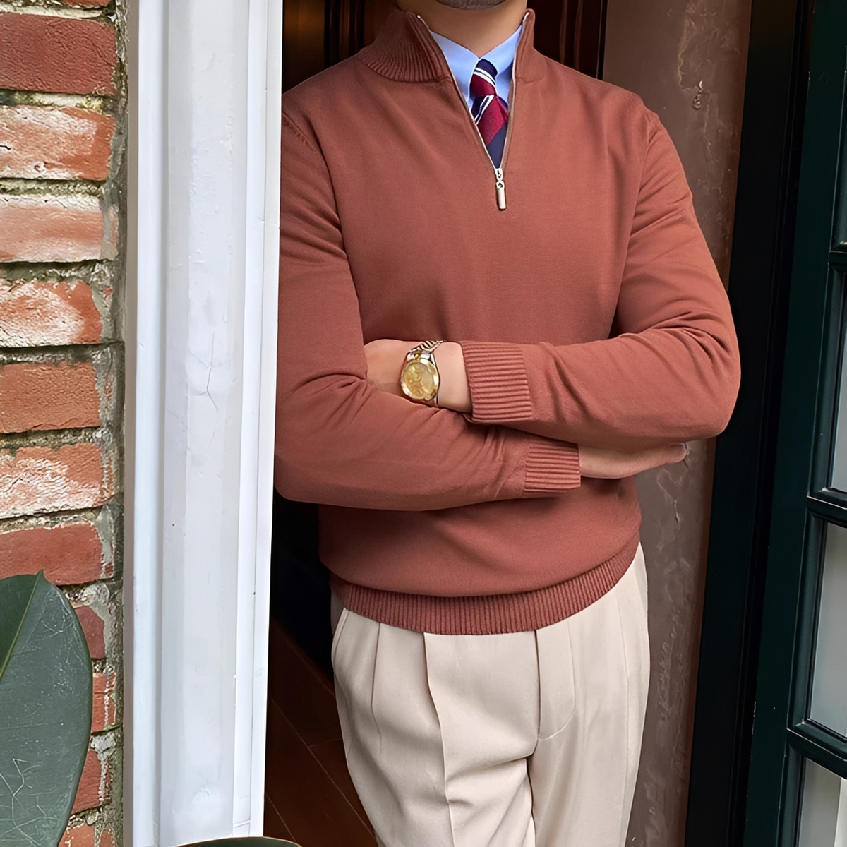Sean - Warmer Pullover mit halbem Reißverschluss