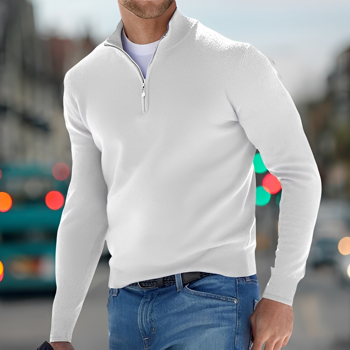 Carlo - Kuscheliger Pullover mit halbem Reißverschluss