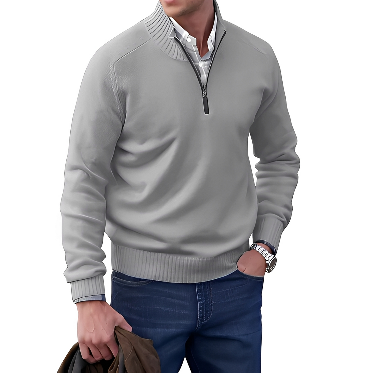 Gabriel - Warmer und gemütlicher Pullover mit Reißverschlusskragen