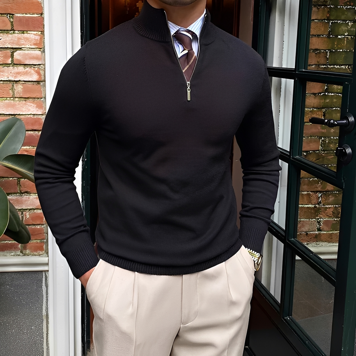 Sean - Warmer Pullover mit halbem Reißverschluss
