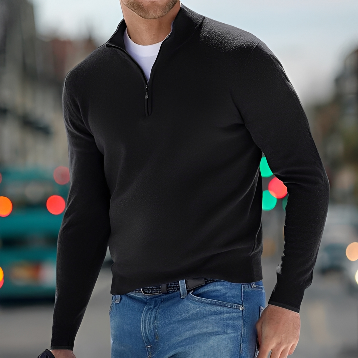 Carlo - Kuscheliger Pullover mit halbem Reißverschluss