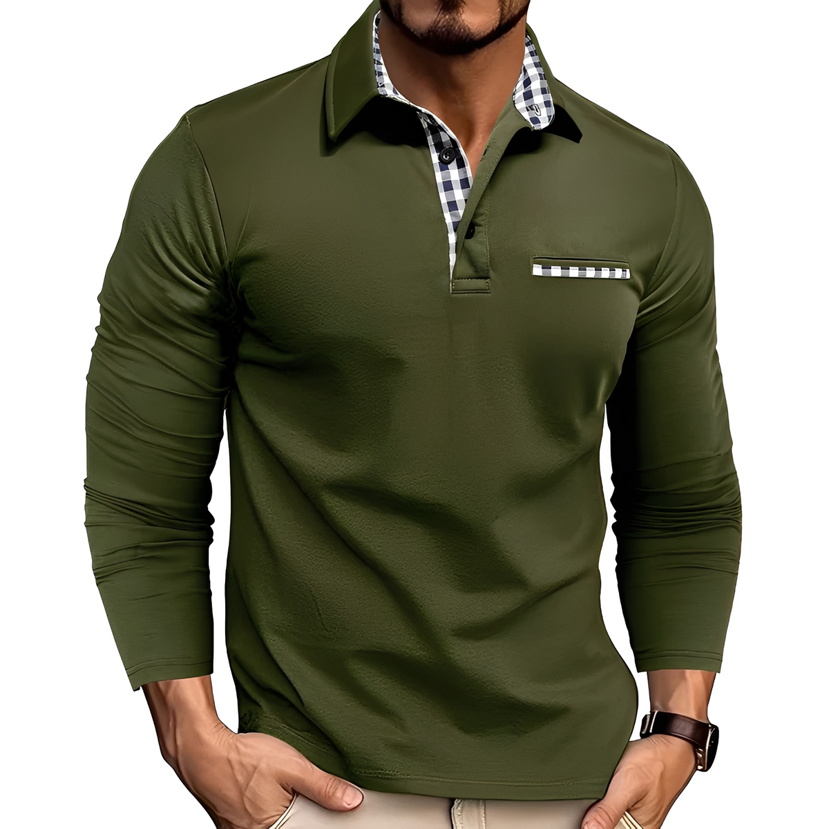 Charel - Strapazierfähiges Langarm-Poloshirt