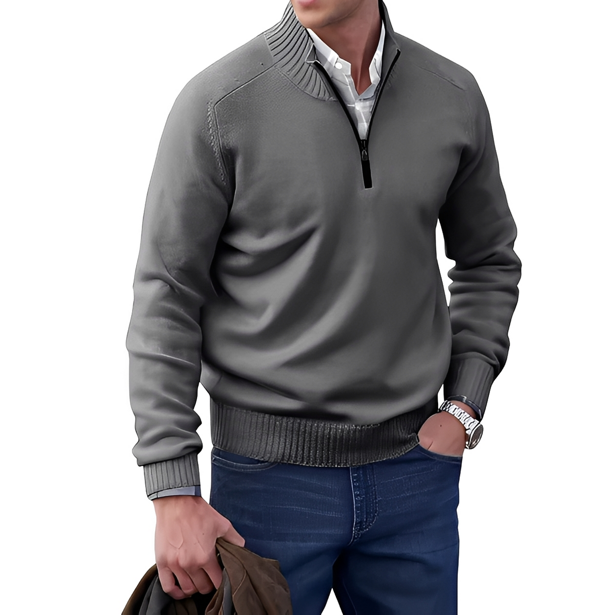 Gabriel - Warmer und gemütlicher Pullover mit Reißverschlusskragen