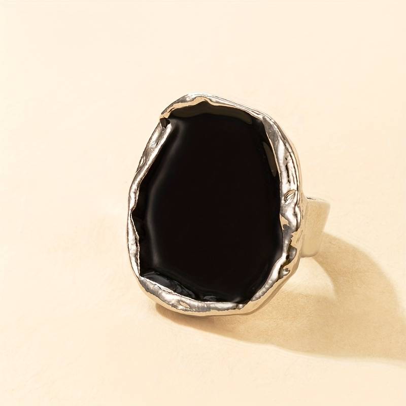 Vintage-Ring mit großem schwarzem Stein - Auffälliger Vintage-Ring in Schwarz