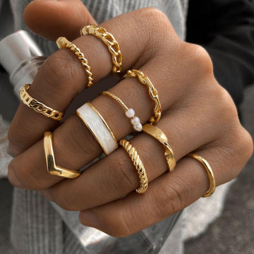 10 Stück stilvolle Ringe - Mix & Match Ringe