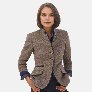 Damen Blazerjacke mit Stehkragen, Knopfverschluss, regulärer Schnitt