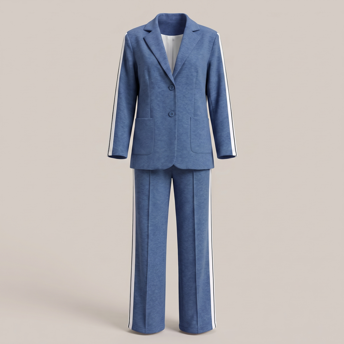 Damen Business Anzug - Zweiteiliges Set mit Blazer und Weite-Hose mit Seitenschlitz