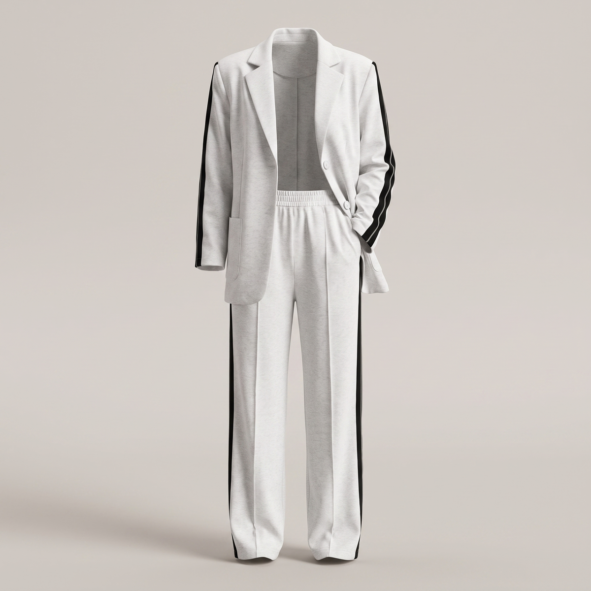Damen Business Anzug - Zweiteiliges Set mit Blazer und Weite-Hose mit Seitenschlitz