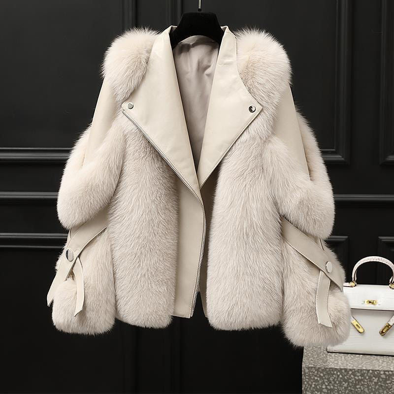 Damen Jacke oversized Kragen Reißverschluss taillierte Passform Statement Outerwear