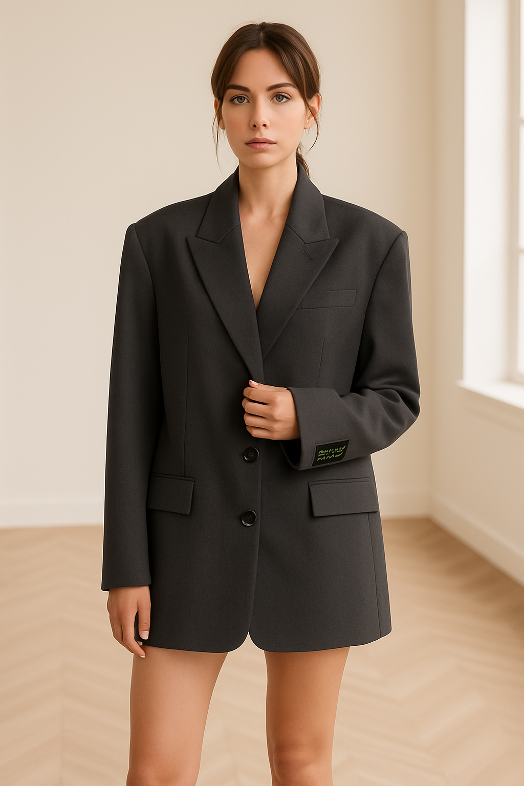 Damen Oversized Blazer mit Knopfverschluss und Reverskragen