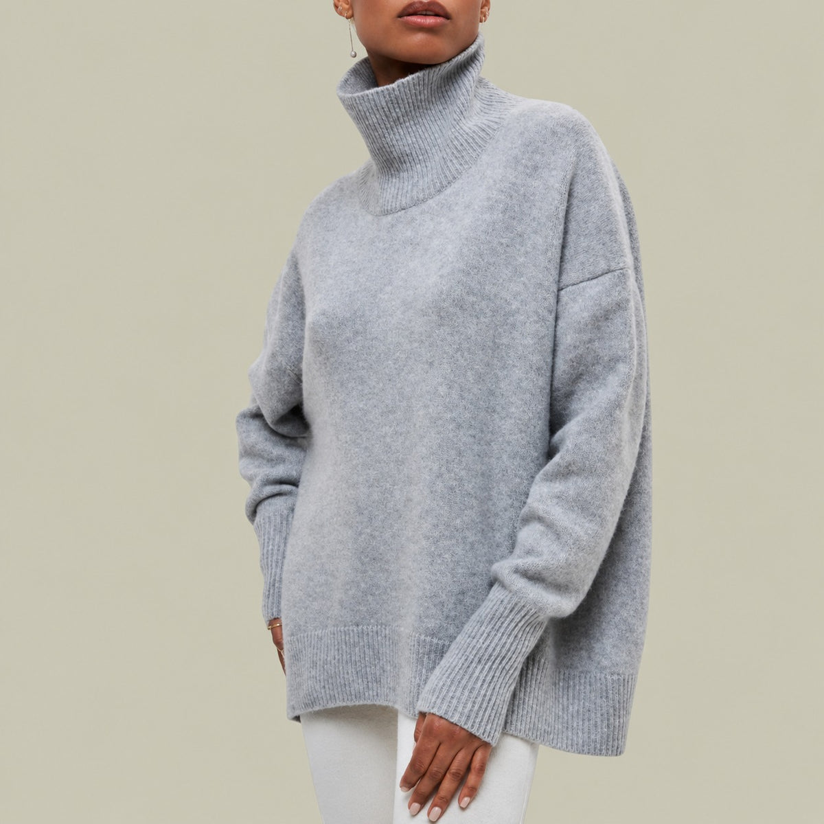 Damen Rollkragenpullover mit Turtleneck Relaxed Fit Oversized