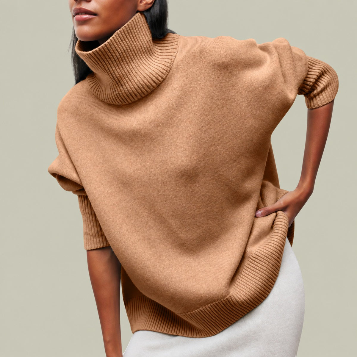 Damen Rollkragenpullover mit Turtleneck Relaxed Fit Oversized
