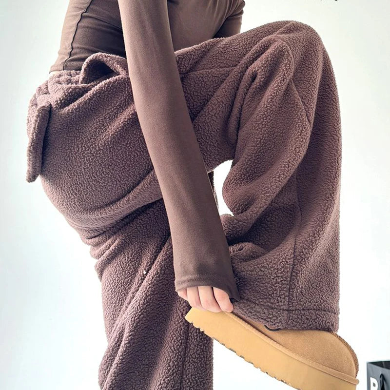 Damen-Sweatpants Wide Leg mit Kordelzug und Seitentaschen