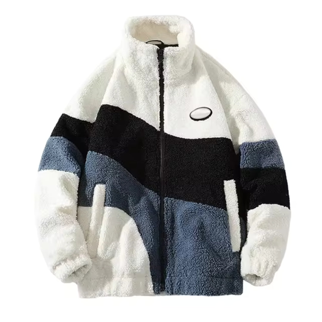 Damen Zip-Up Jacke mit Farbblock-Design und Seitentaschen - Lässige Übergangsjacke