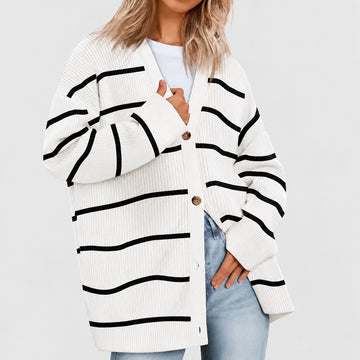 Damentunika mit V-Ausschnitt und Knopfleiste im Oversized Schnitt