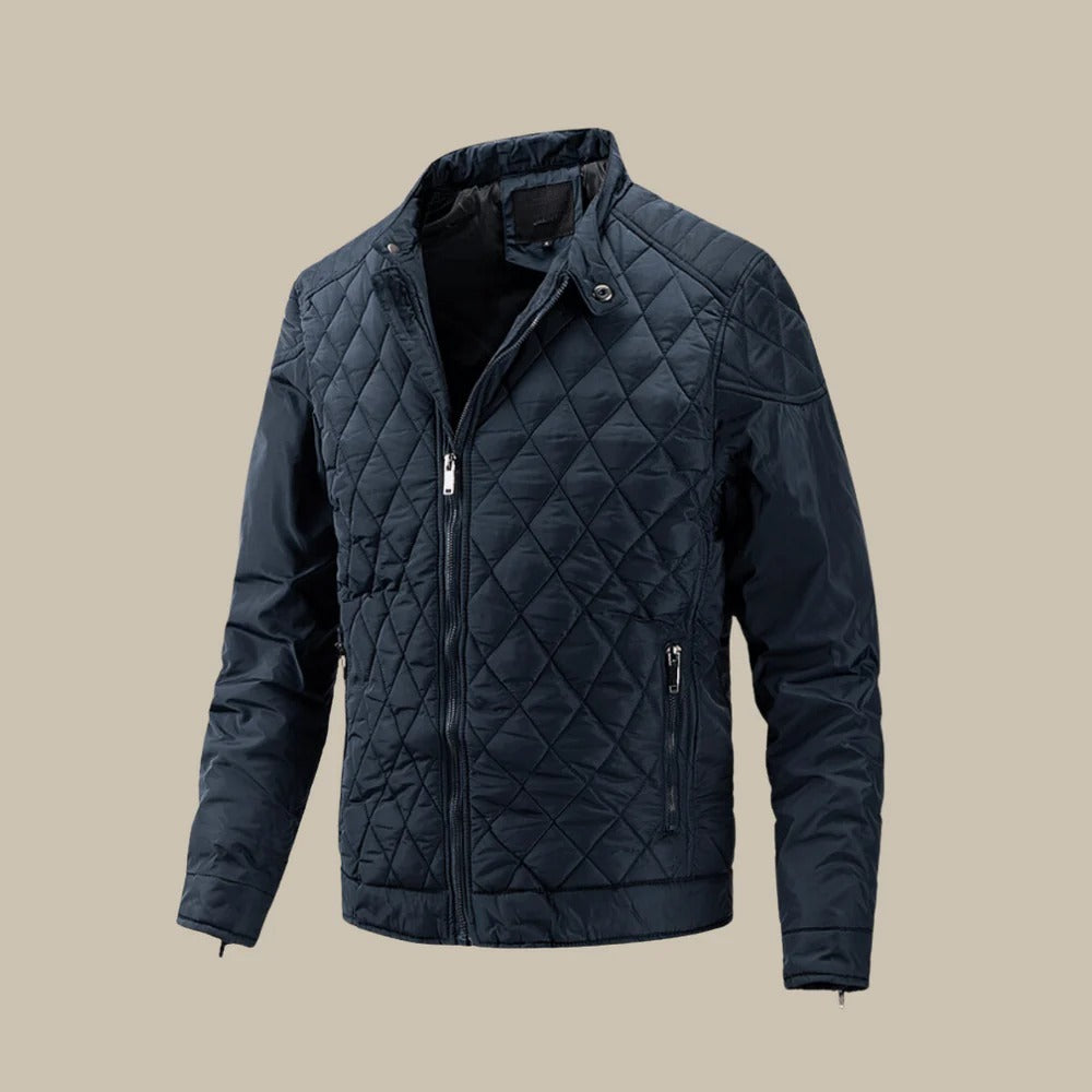 Figurbetonte Herren-Steppjacke mit Stehkragen und Reißverschluss