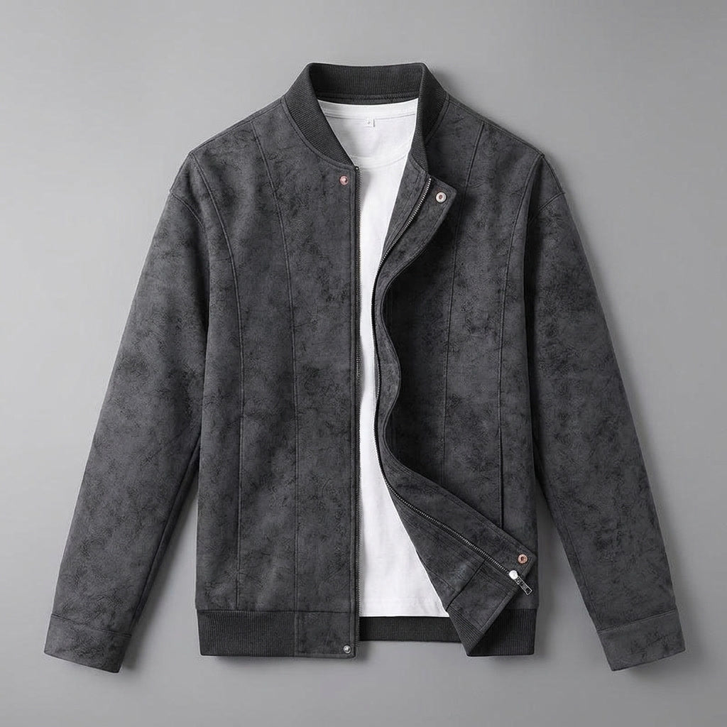 Herren Bomberjacke Zip-Front mit Rippkragen und Rippbündchen