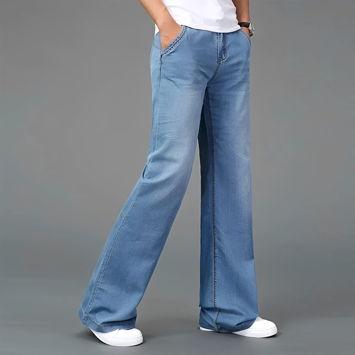 Herren Bootcut-Jeans mit ausgestelltem Bein und Mehrfachtaschen - Relaxte Passform