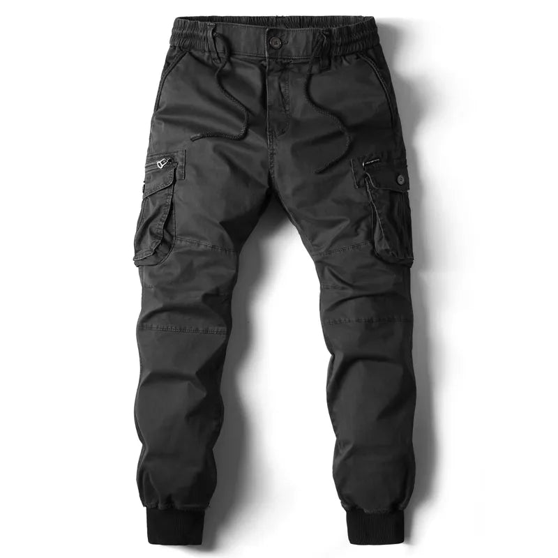 Herren Cargo-Jogginghosen mit taktischem Design und elastischer Taille - tapered Passform, verstellbarer Kordelzug