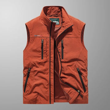 Herren Cargo Weste - Atmungsaktive Outdoor Weste mit Mehreren Taschen und Reißverschluss