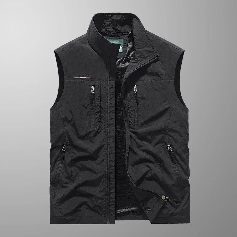 Herren Cargo Weste - Atmungsaktive Outdoor Weste mit Mehreren Taschen und Reißverschluss