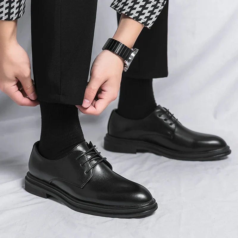 Herren Derby Schuhe Glänzendes Obermaterial Schnürung Klassischer Schnitt