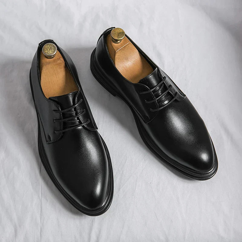 Herren Derby Schuhe Glänzendes Obermaterial Schnürung Klassischer Schnitt