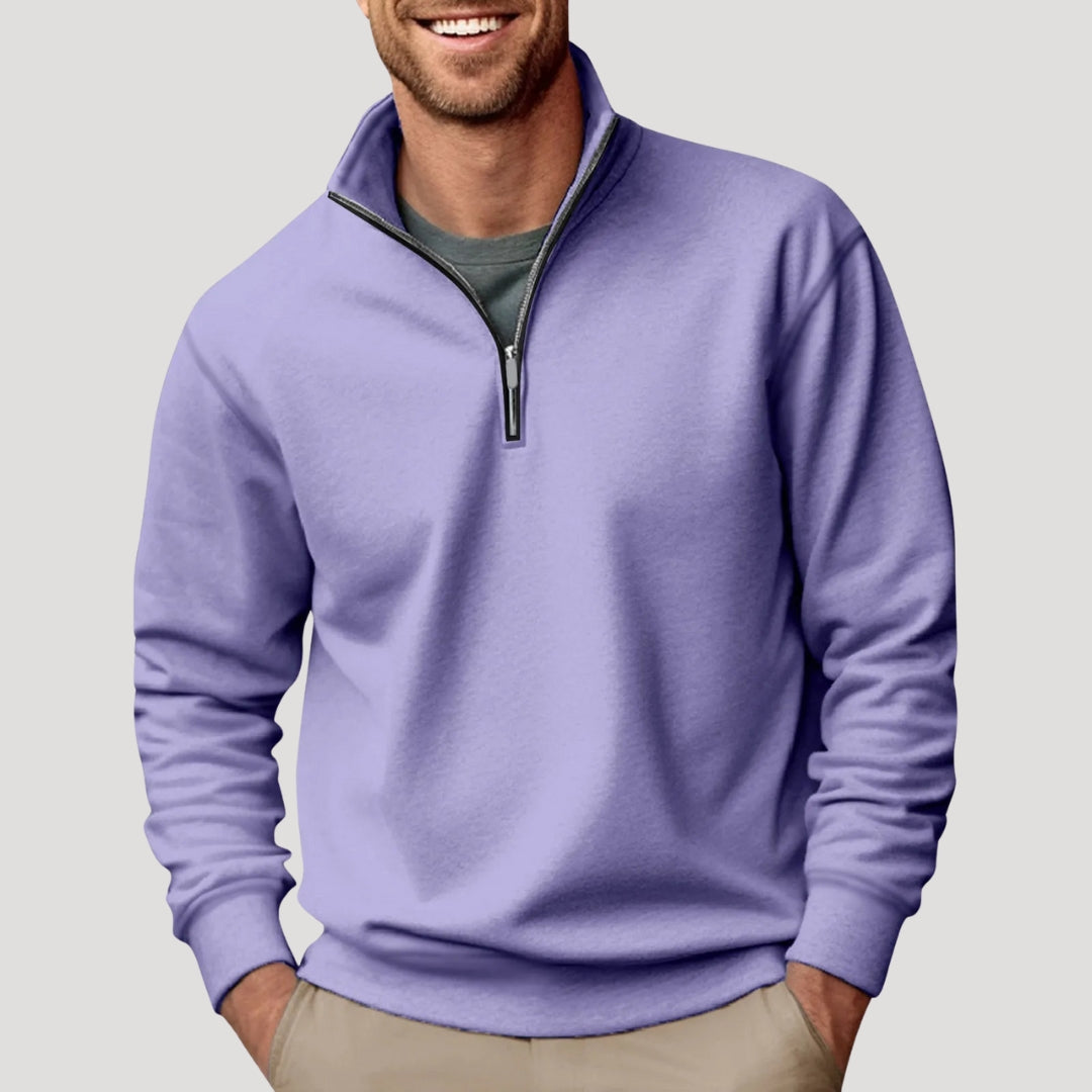 Herren Half-Zip Sweatshirt - Leichtes Design mit Rippbündchen und lockerer Passform