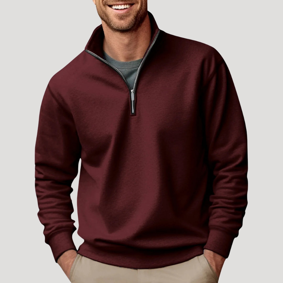 Herren Half-Zip Sweatshirt - Leichtes Design mit Rippbündchen und lockerer Passform