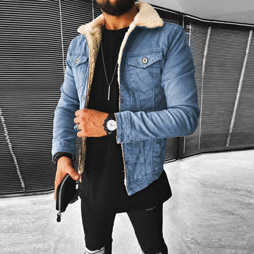 Herren Jacke - Fitted Design mit Knopfverschluss und Kontrastkragen