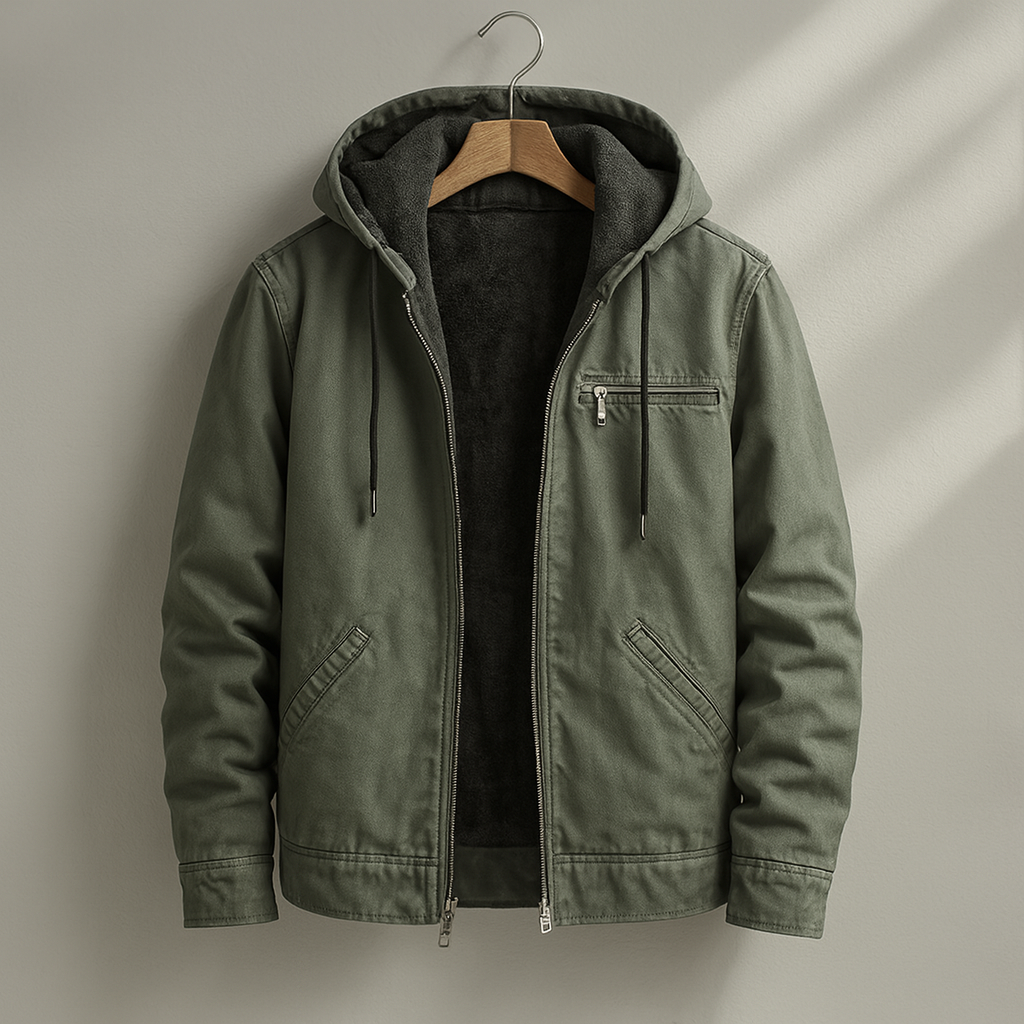 Herren Jacke - Kapuzen, Reißverschluss, Weiches Futter, Relaxed Fit
