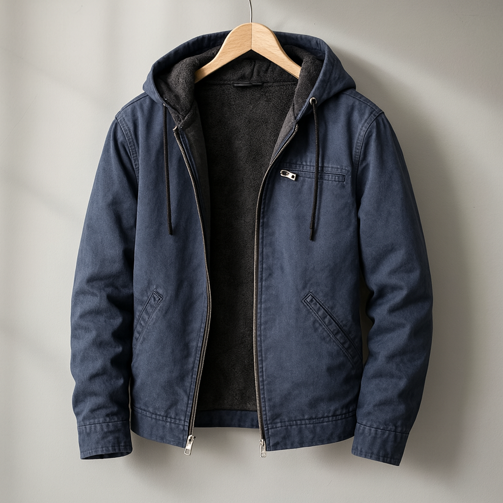 Herren Jacke - Kapuzen, Reißverschluss, Weiches Futter, Relaxed Fit