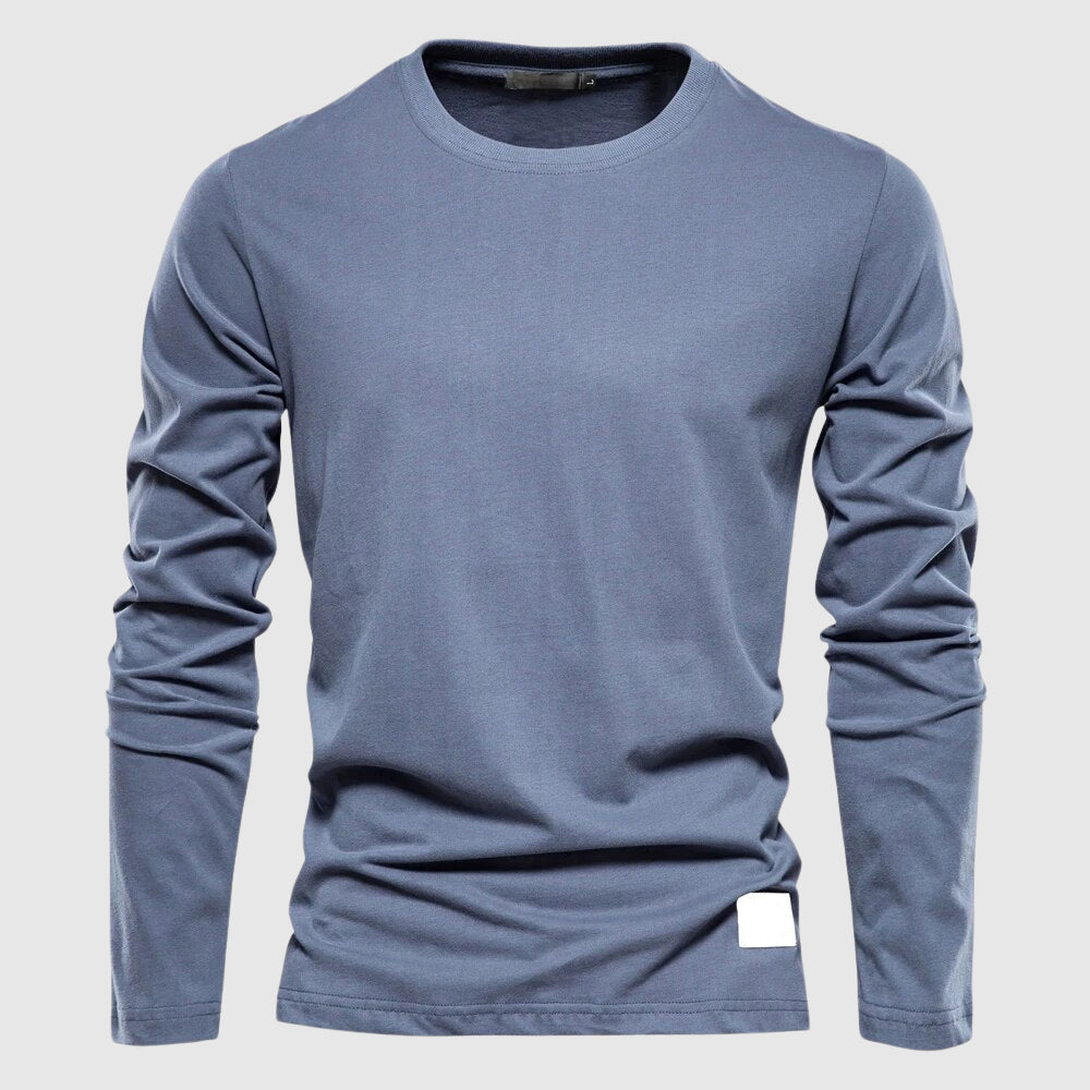 Herren Langarm T-Shirt mit Rundhalsausschnitt und Logo-Patch - Regulärer Schnitt