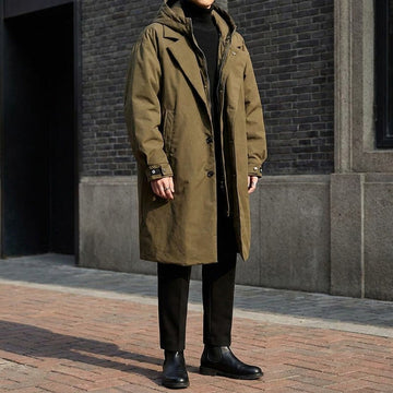 Herren Mantel mit Kapuze und langer Schnitt - Tailored Fit, Vielseitiges Design