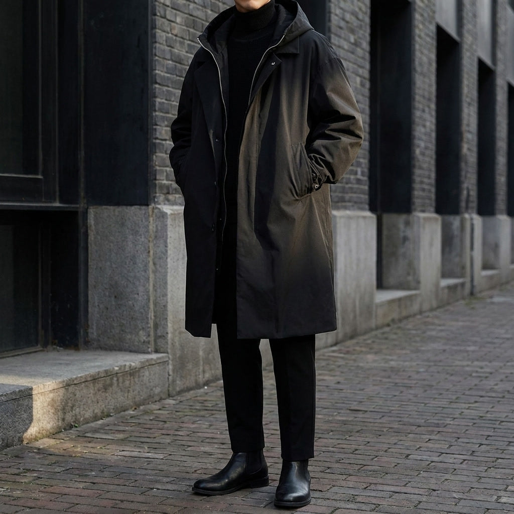 Herren Mantel mit Kapuze und langer Schnitt - Tailored Fit, Vielseitiges Design