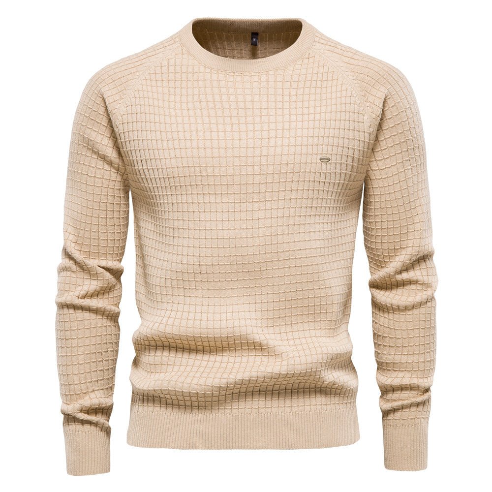 Herren Pullover mit Strukturiertem Rundhalsausschnitt - Longsleeve Regular Fit