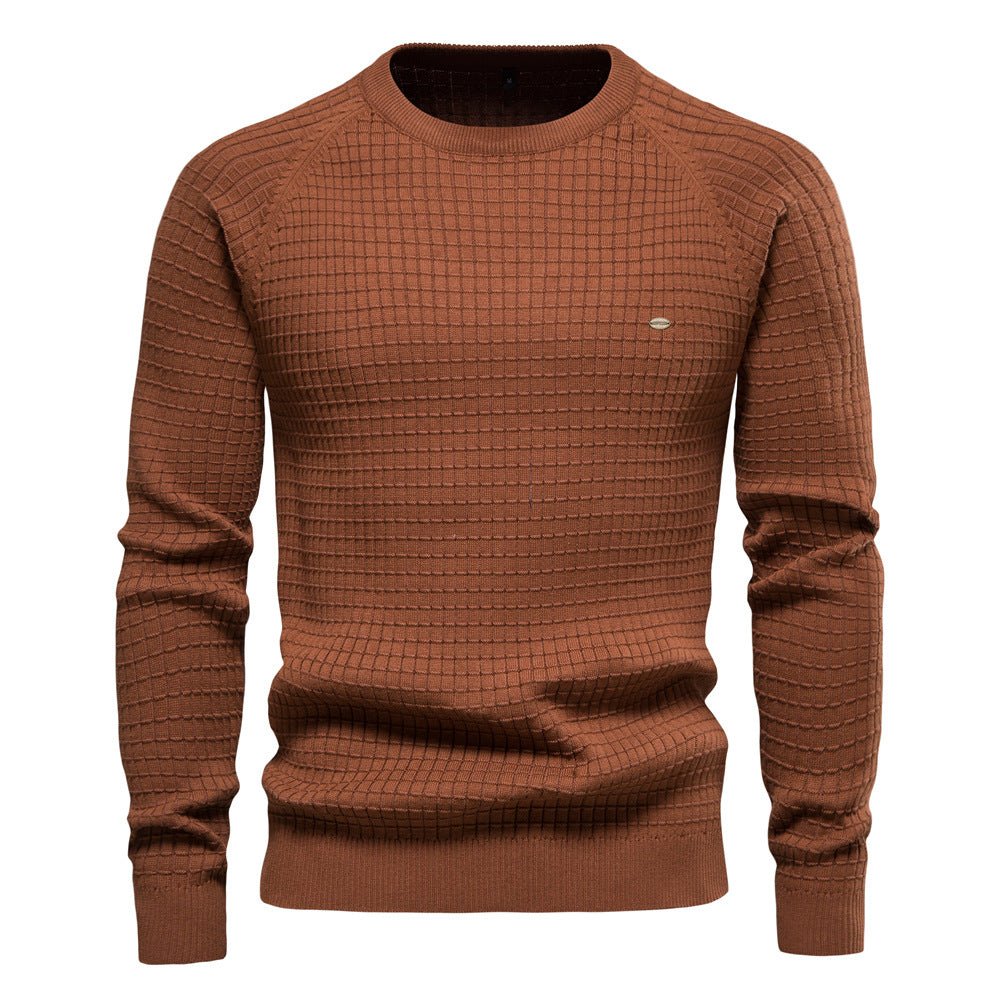 Herren Pullover mit Strukturiertem Rundhalsausschnitt - Longsleeve Regular Fit