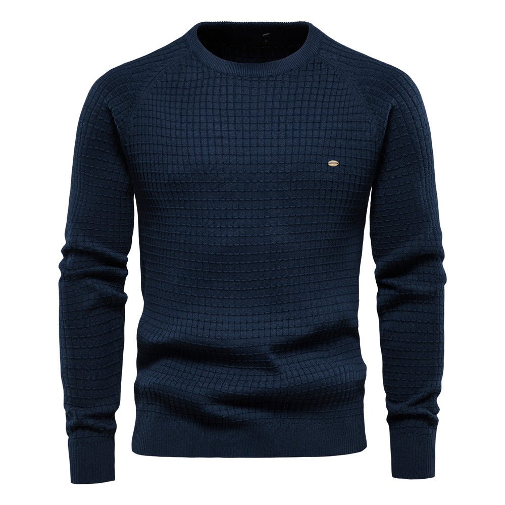 Herren Pullover mit Strukturiertem Rundhalsausschnitt - Longsleeve Regular Fit