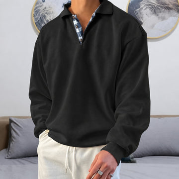 Herren Pullover - V-Ausschnitt mit langen Ärmeln und Kragen