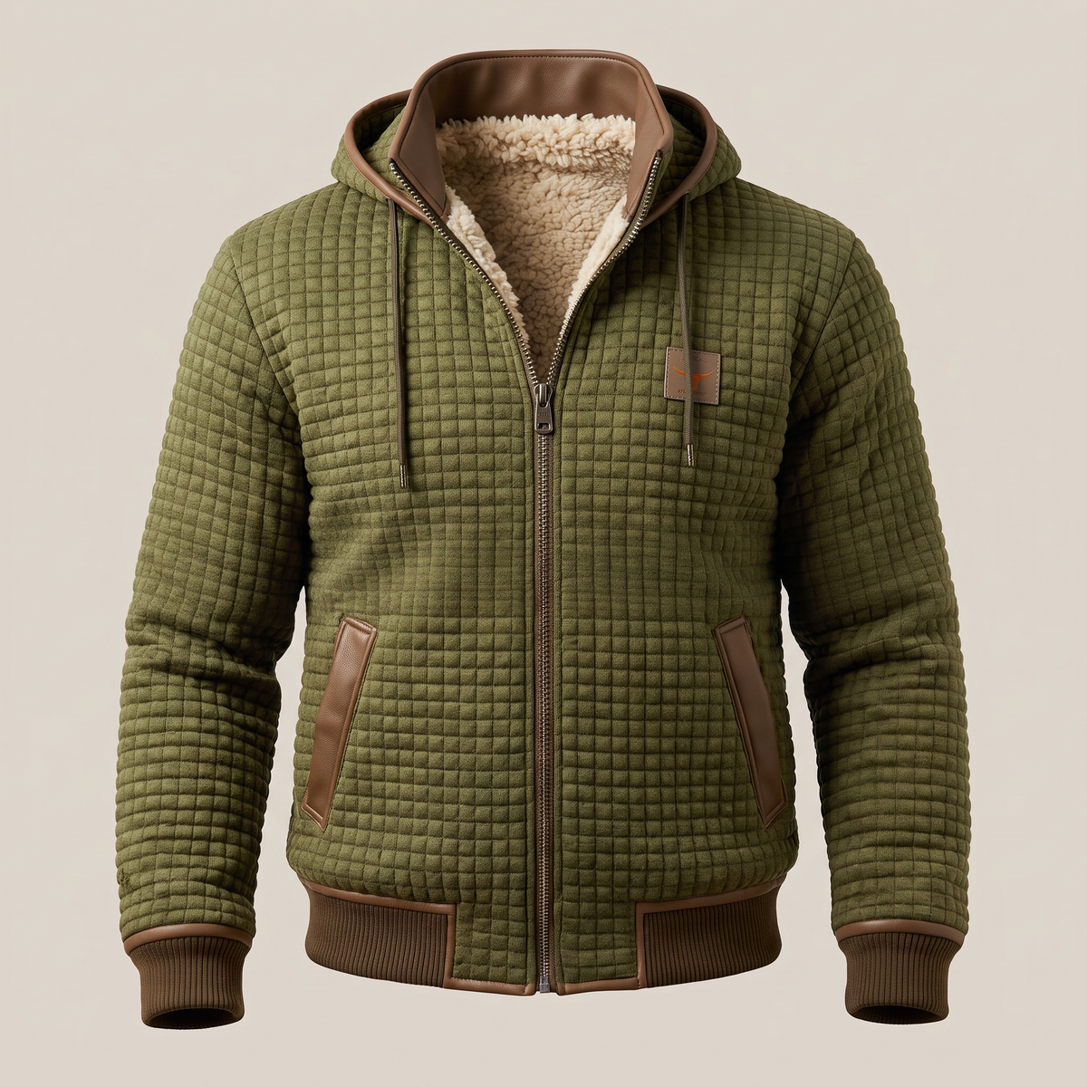 Herren Steppjacke - Kapuzenjacke mit Reißverschluss und Kontrastdetails