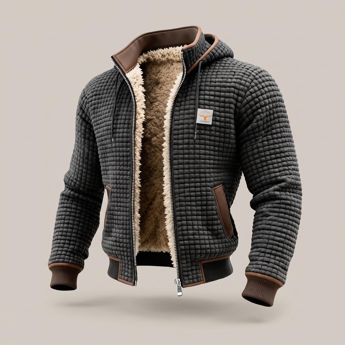 Herren Steppjacke - Kapuzenjacke mit Reißverschluss und Kontrastdetails