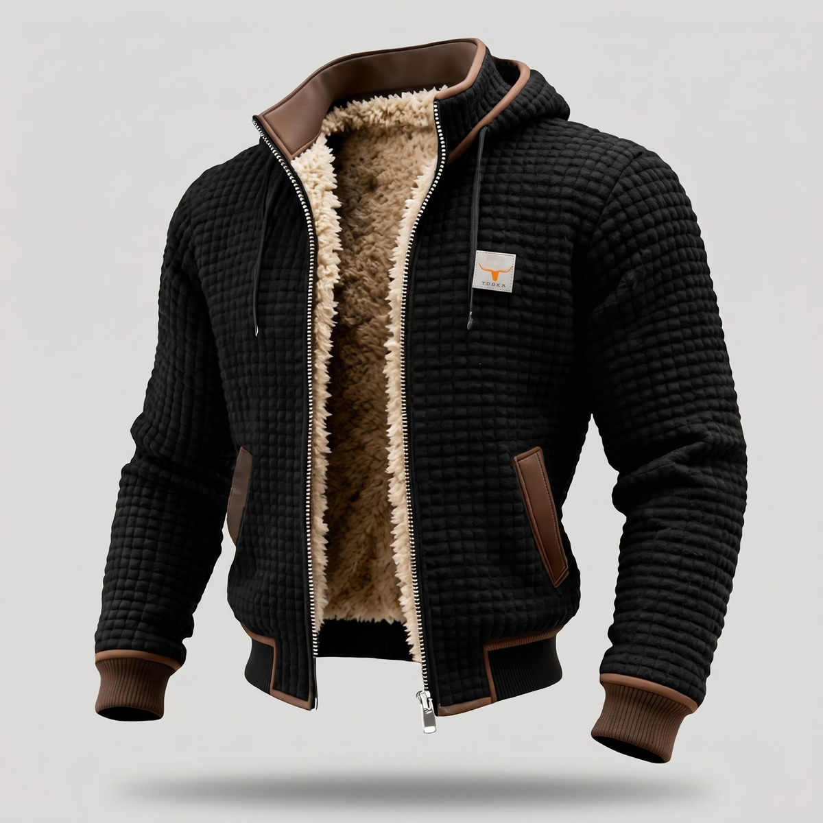 Herren Steppjacke - Kapuzenjacke mit Reißverschluss und Kontrastdetails