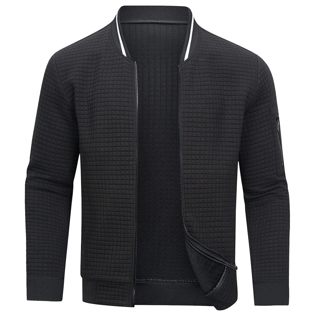 Herren Sweatjacke mit Reißverschluss - Steppdesign, Bomberstil, Langarm
